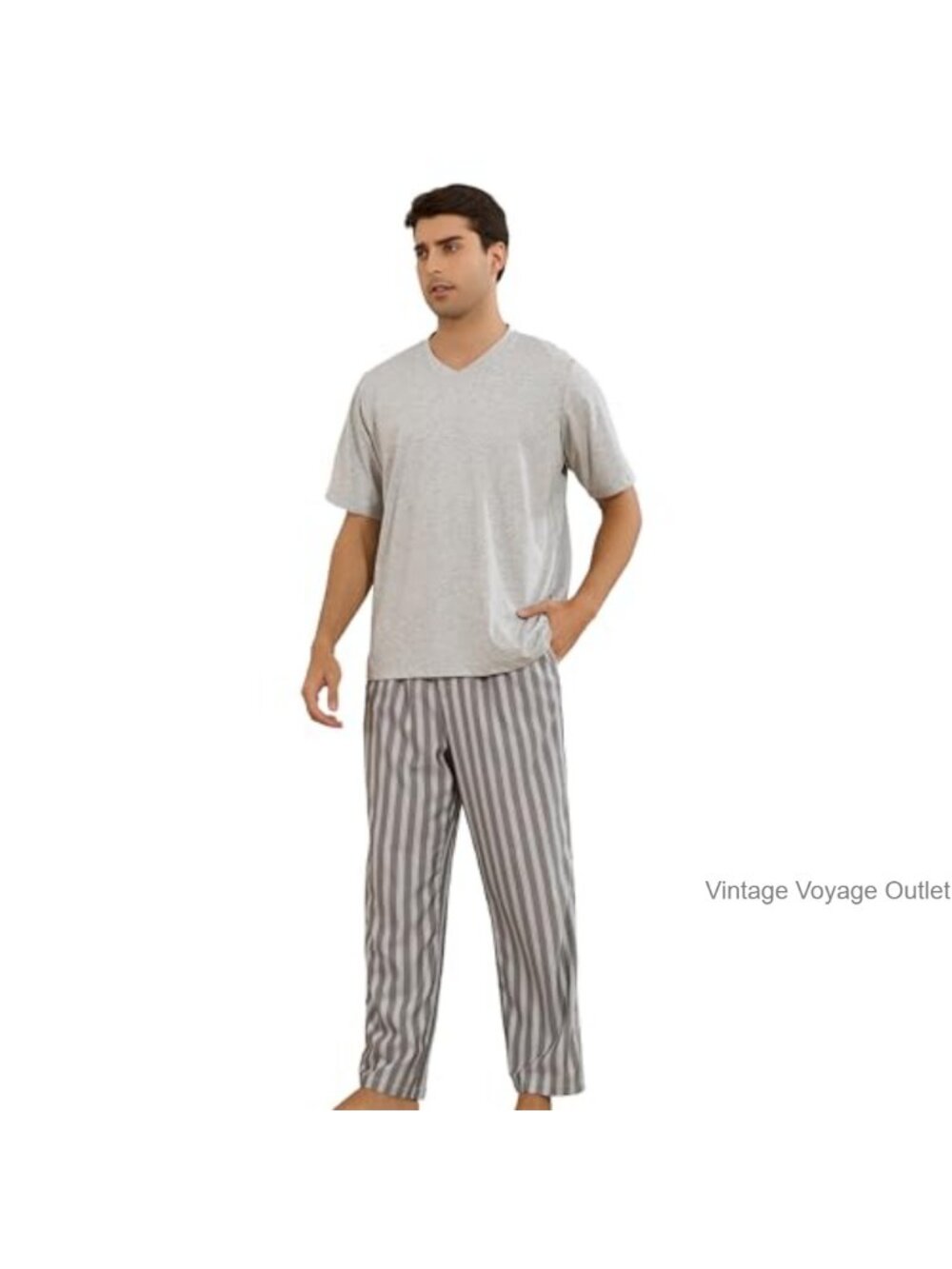 Soft Cotton Short Sleeve Pajama Set with Pockets Sleepwear